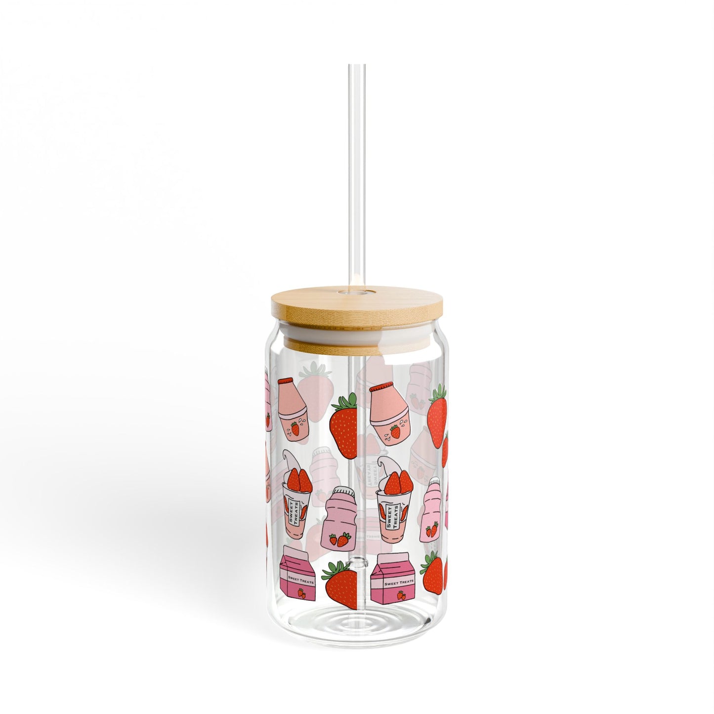 Cute Strawberry Sipper Glass - 16oz - Fun Drinkware for Summer Parties