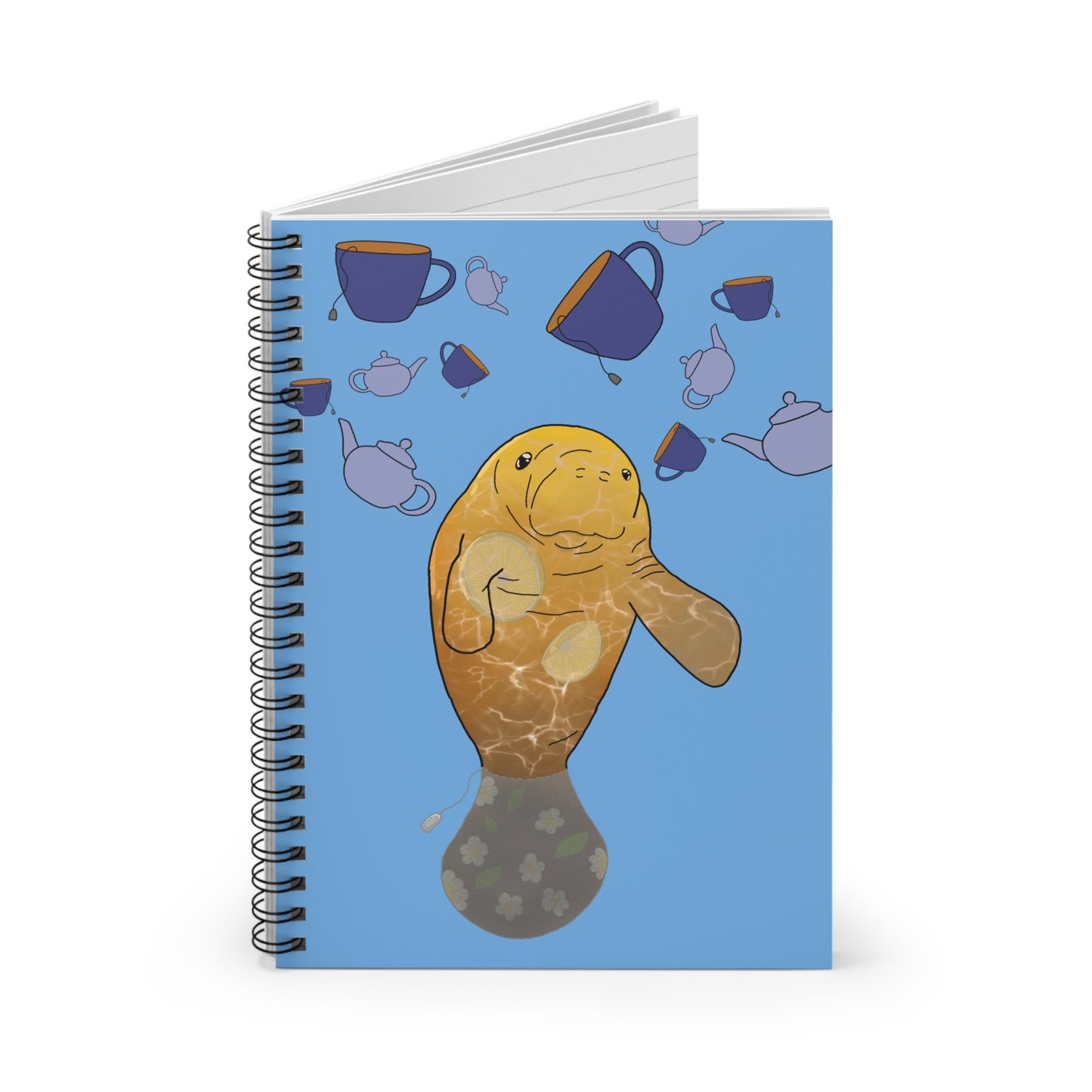 Arnold the Manatee Spiral Notebook - Perfect for Ocean Lovers and Tea Enthusiasts