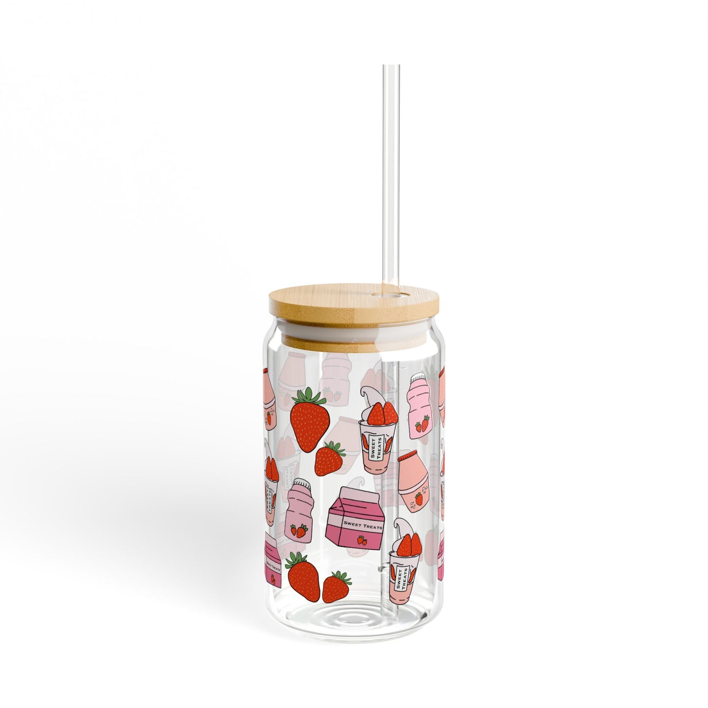 Cute Strawberry Sipper Glass - 16oz - Fun Drinkware for Summer Parties