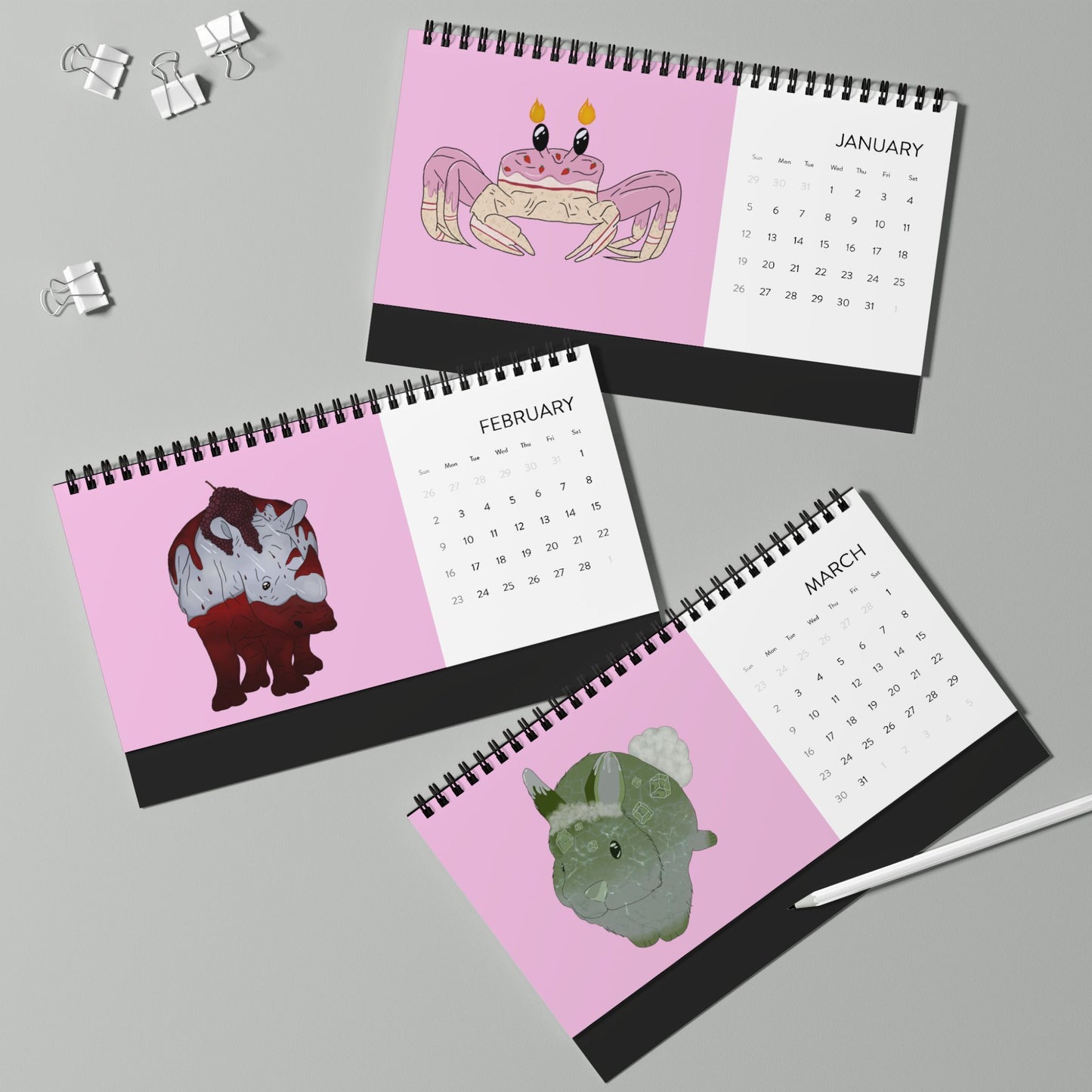 Cute 2025 Desktop Calendar - A Sweet Treat Year with Adorable Animals